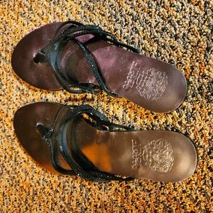 Vince Camuto,  Black sparkly flat sandal,  Women's Size 8 NWOT